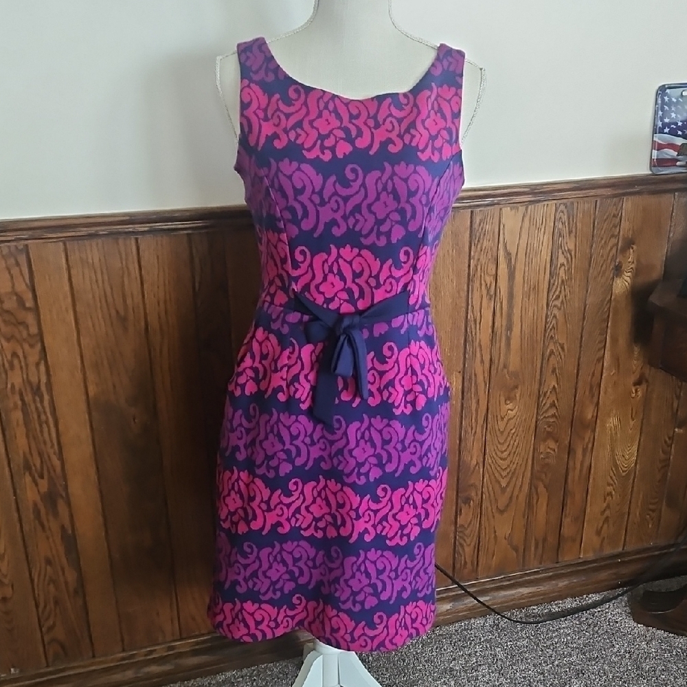 Elegant Pink and Purple Patterned Dress